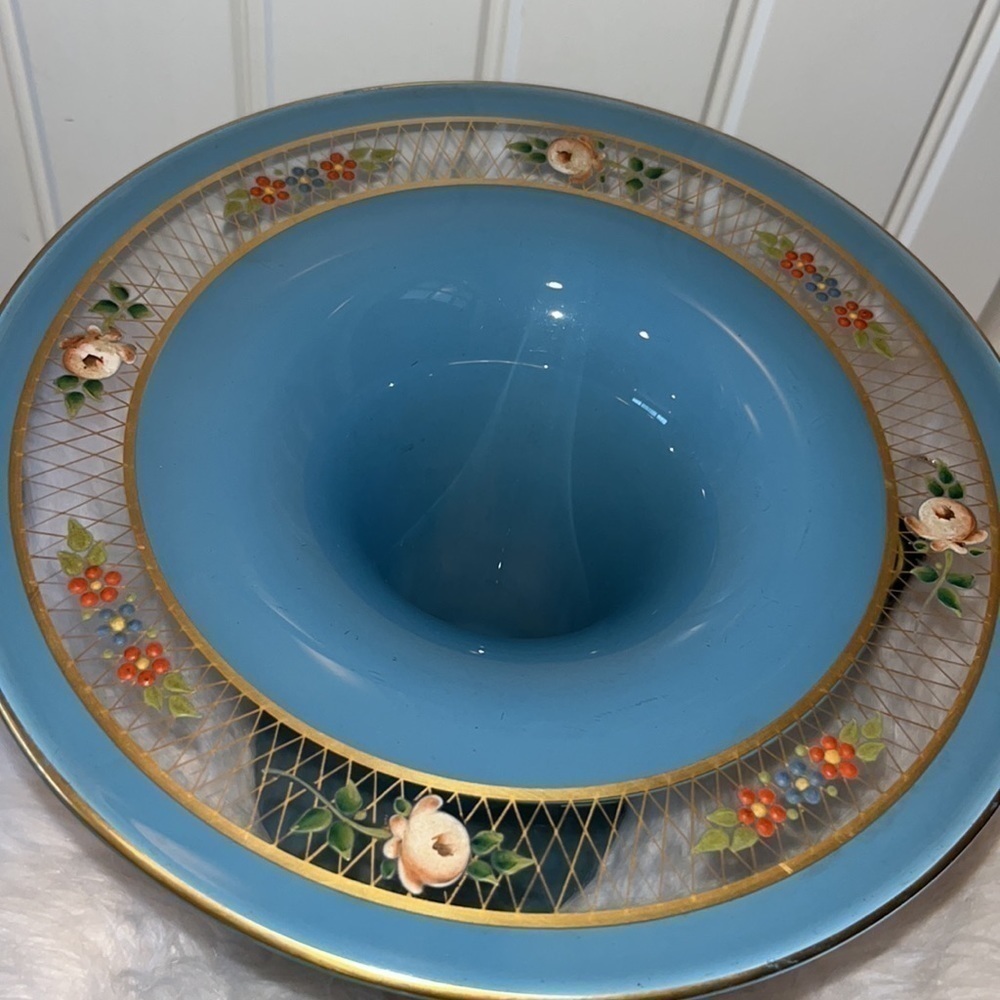 WESTMORLAND (unsigned) beautiful blue floral pedestal vase vintage - Picture 14 of 14